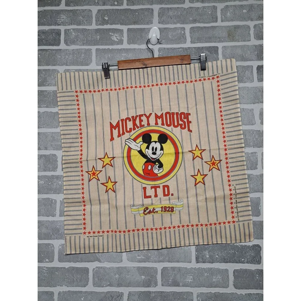 Disney Mickey Mouse LTD Stars & Stripes Retro Bandana‎ Scarf 22 X 22 Inch